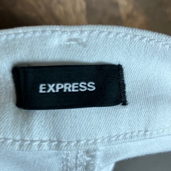 Express Womens Jeans White Denim High Rise Skinny Hyper Stretch 4 Short - Picture 4 of 12